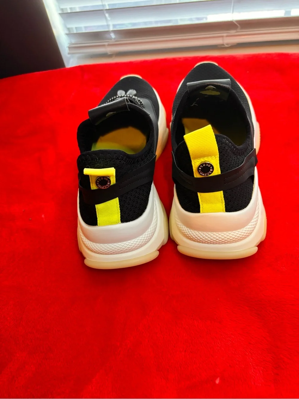 Steve Madden Kids Black Sneakers with White Soles and Yellow Heel Tab